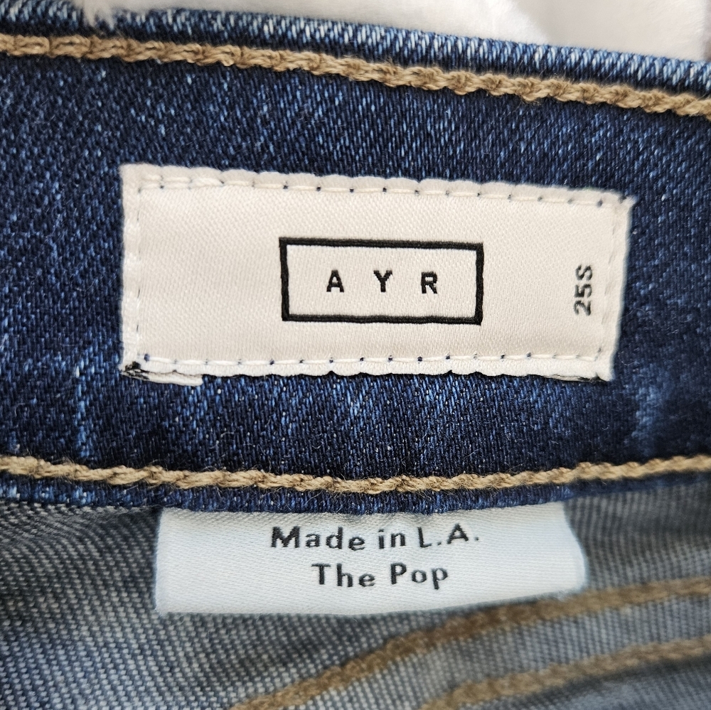 AYR Womens Jeans The Pop 25S Short Dark Wash Straight Leg Classic USA Made Crop - Picture 8 of 10